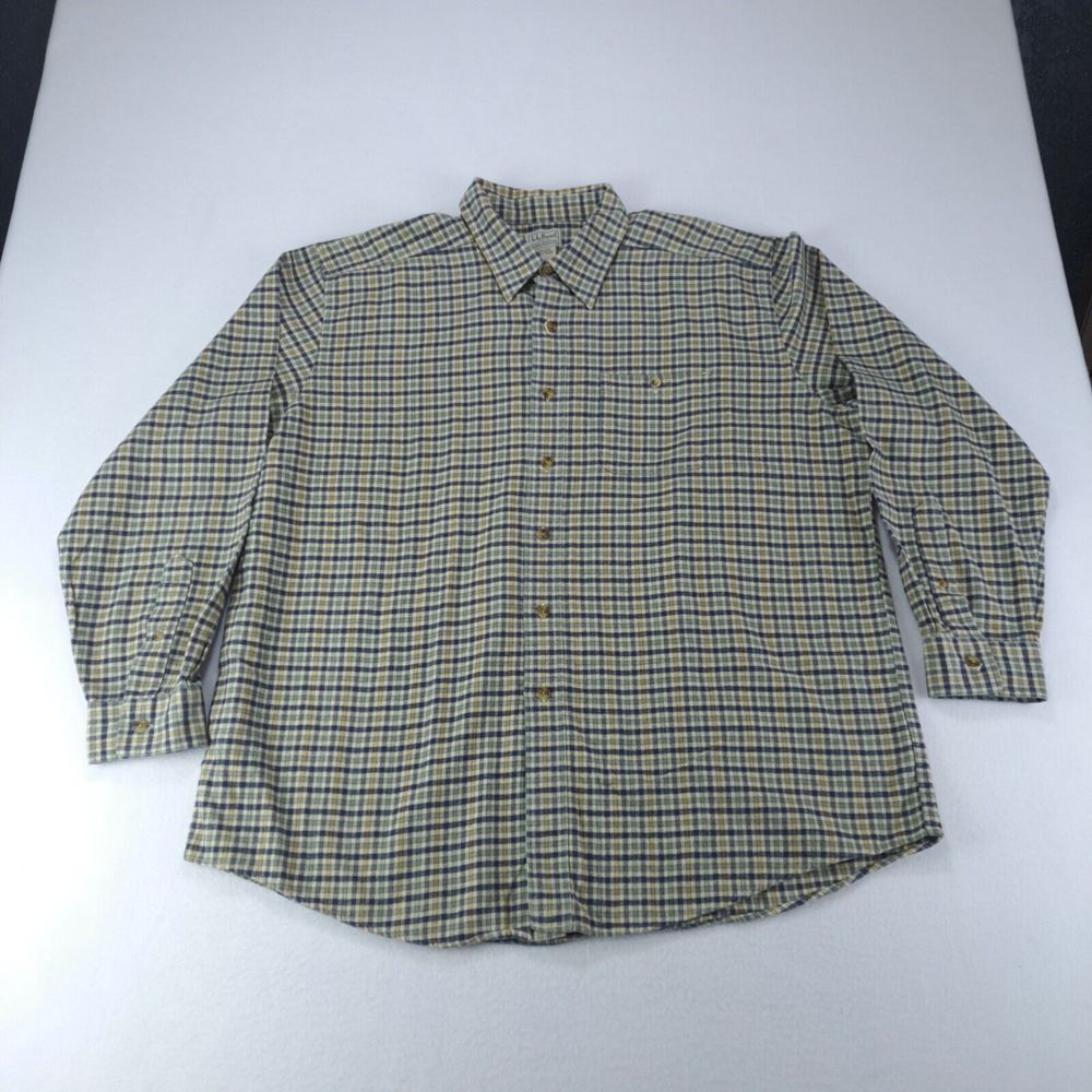 LL Bean Flannel Shirt Mens Xtra Large Reg Button Down Check Plaid Pocket 0‎ JWV3